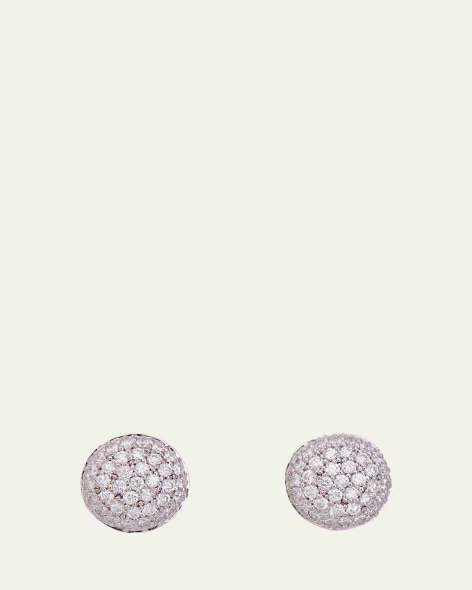 18K White Gold The Perfect Pave Button Large Stud Earrings